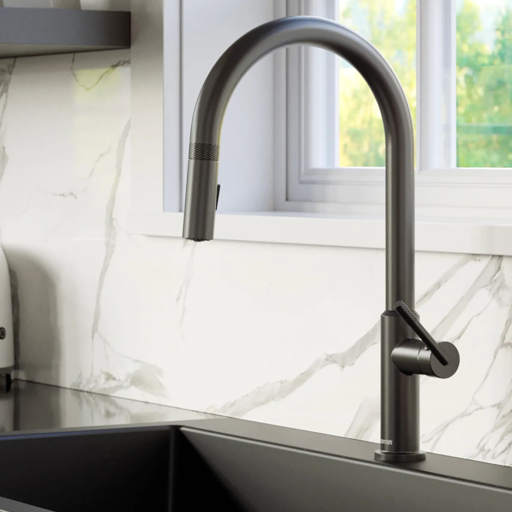 Karran Lagrange 1.8 GPM Single Lever Handle Lead-free Brass ADA Kitchen Faucet, Pull-Down Kitchen, Gunmetal Grey, KKF350GG