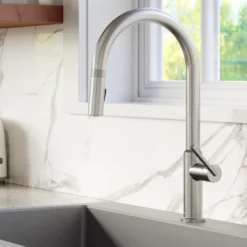 Karran Lagrange 1.8 GPM Single Lever Handle Lead-free Brass ADA Kitchen Faucet, Pull-Down Kitchen, Stainless Steel, KKF350SS