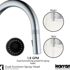 Karran Lagrange 1.8 GPM Single Lever Handle Lead-free Brass ADA Kitchen Faucet, Pull-Down Kitchen, Stainless Steel, KKF350SS