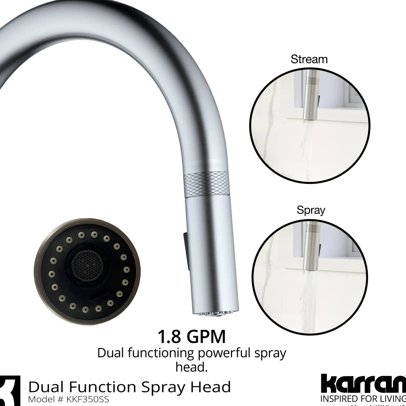 Karran Lagrange 1.8 GPM Single Lever Handle Lead-free Brass ADA Kitchen Faucet, Pull-Down Kitchen, Stainless Steel, KKF350SS