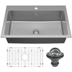 Karran Lansen 33" Drop In Stainless Steel Kitchen Sink, 18 Gauge, TMSB3311-PK1