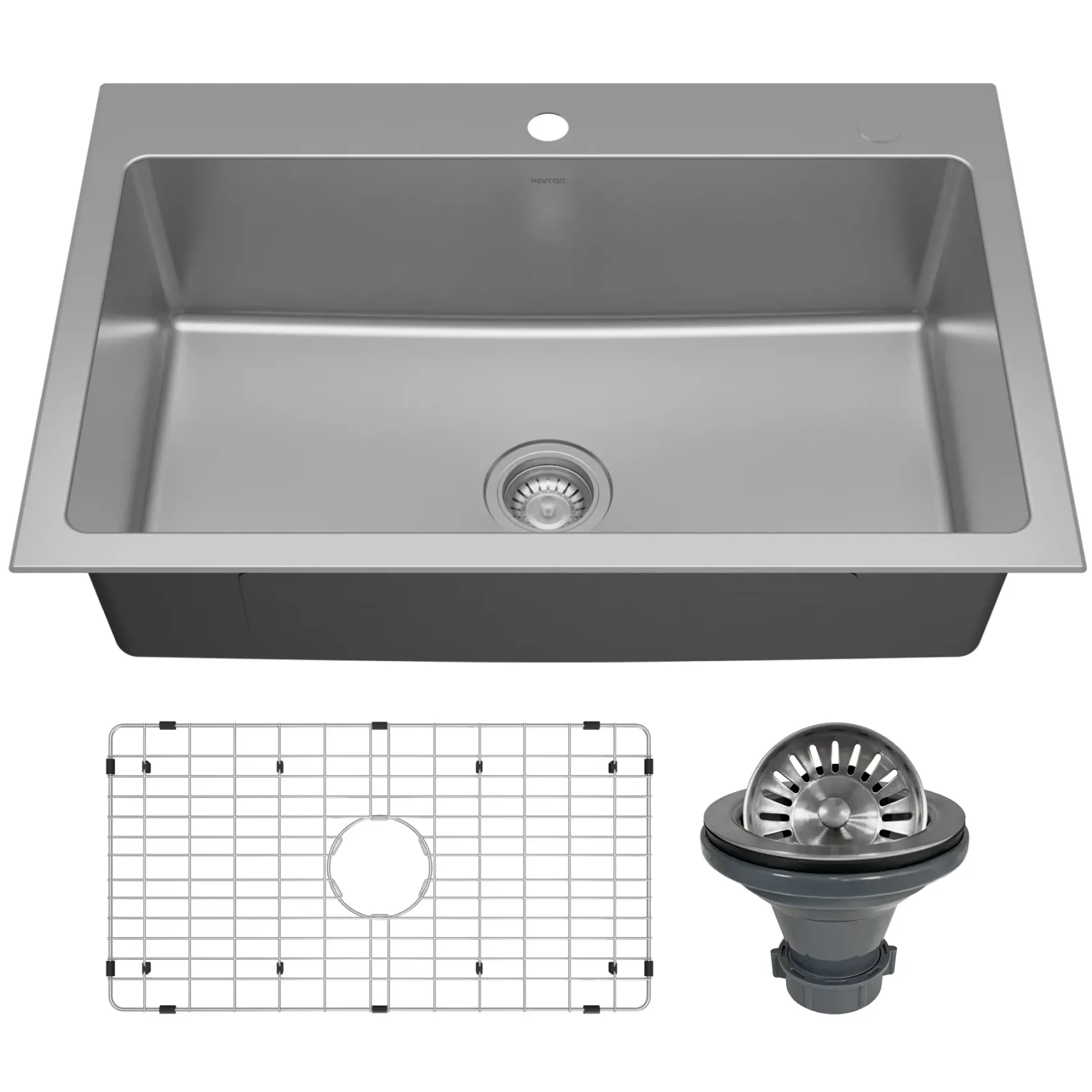 Karran Lansen 33" Drop In Stainless Steel Kitchen Sink, 18 Gauge, TMSB3311-PK1
