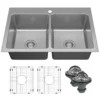 Karran Lansen 33" Drop In Stainless Steel Kitchen Sink, 50/50 Double Bowl, TMDB3311-PK1