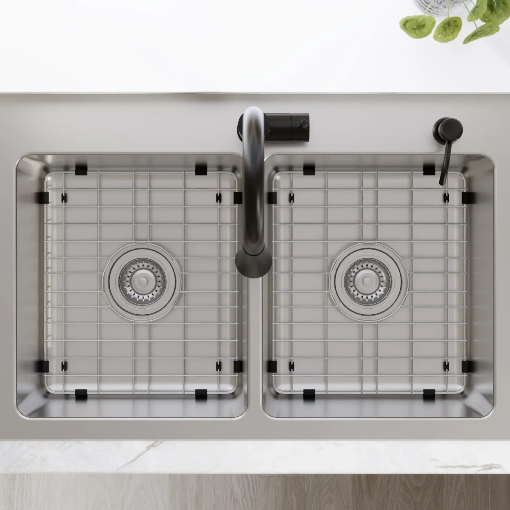 Karran Lansen 33" Drop In Stainless Steel Kitchen Sink, 50/50 Double Bowl, TMDB3311-PK1