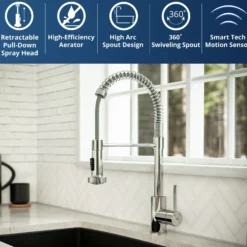 Karran Loxton 1.8 GPM Single Lever Handle Lead-free Brass ADA Touchless Kitchen Faucet, Pull-Down, Chrome, KKF228C