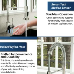 Karran Loxton 1.8 GPM Single Lever Handle Lead-free Brass ADA Touchless Kitchen Faucet, Pull-Down, Chrome, KKF228C