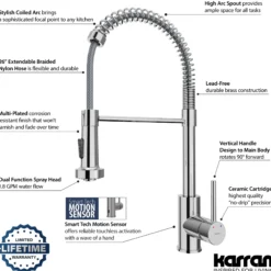 Karran Loxton 1.8 GPM Single Lever Handle Lead-free Brass ADA Touchless Kitchen Faucet, Pull-Down, Chrome, KKF228C