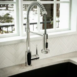 Karran Loxton 1.8 GPM Single Lever Handle Lead-free Brass ADA Touchless Kitchen Faucet, Pull-Down, Chrome, KKF228C