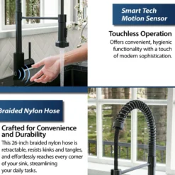 Karran Loxton 1.8 GPM Single Lever Handle Lead-free Brass ADA Touchless Kitchen Faucet, Pull-Down, Matte Black, KKF228MB