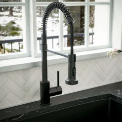 Karran Loxton 1.8 GPM Single Lever Handle Lead-free Brass ADA Touchless Kitchen Faucet, Pull-Down, Matte Black, KKF228MB