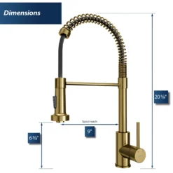 Karran Loxton 1.8 GPM Single Lever Handle Lead-free Brass ADA Touchless Kitchen Faucet, Pull-Down, Brushed Gold, KKF228BG