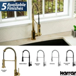 Karran Loxton 1.8 GPM Single Lever Handle Lead-free Brass ADA Touchless Kitchen Faucet, Pull-Down, Brushed Gold, KKF228BG