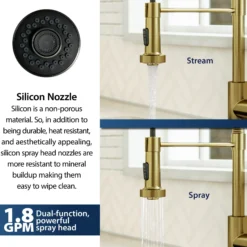 Karran Loxton 1.8 GPM Single Lever Handle Lead-free Brass ADA Touchless Kitchen Faucet, Pull-Down, Brushed Gold, KKF228BG