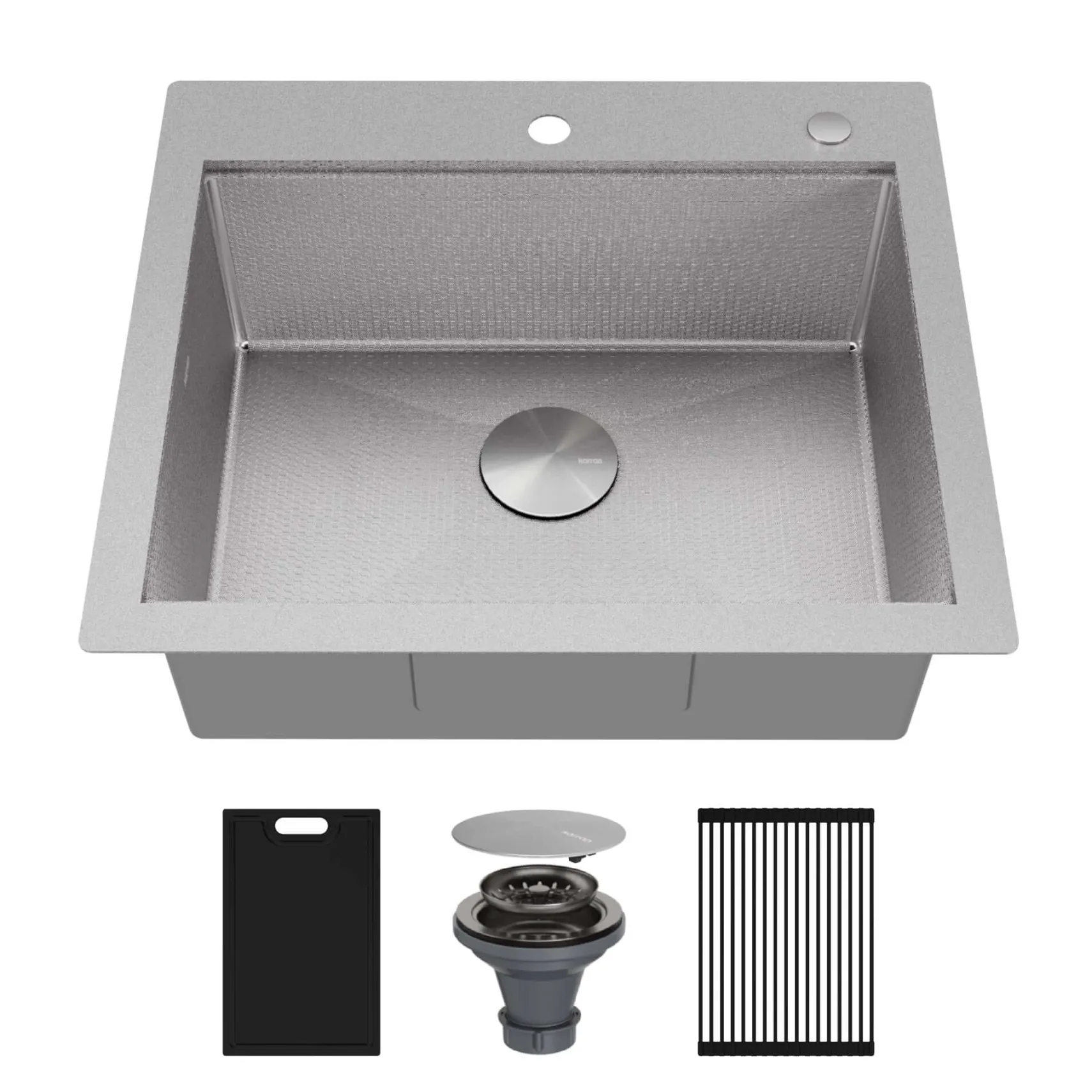 Karran Matrix 25" Drop In/Topmount Stainless Steel Workstation Kitchen Sink with Accessories, 16 Gauge, HST2522SBSS