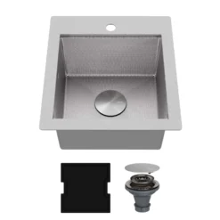 Karran Matrix 17" Drop In/Topmount Stainless Steel Workstation Kitchen Sink with Accessories, 16 Gauge, HST1719SBSS