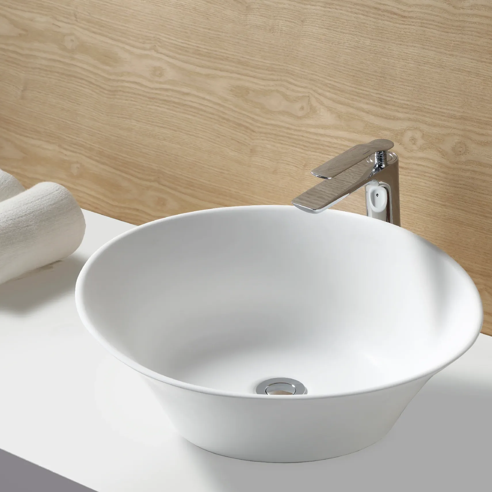 Karran Quattro 20.625" x 17" Oval Vessel Acrylic Solid Surface ADA Bathroom Sink, White, QM164WH