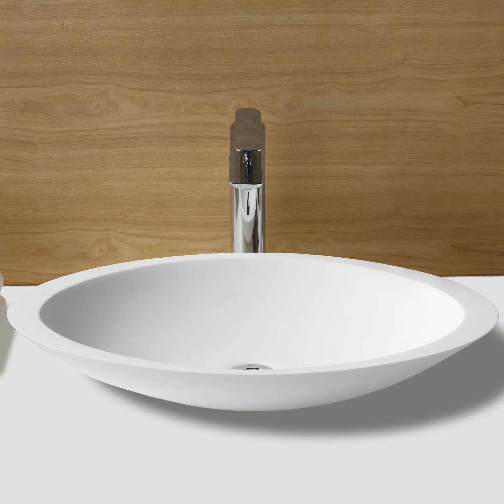 Karran Quattro 23" x 13.25" Oval Vessel Acrylic Solid Surface ADA Bathroom Sink, White, QM160WH