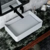 Karran Quattro 13.75" x 21.25" Rectangular Vessel Acrylic Solid Surface ADA Bathroom Sink, White, QM177WH