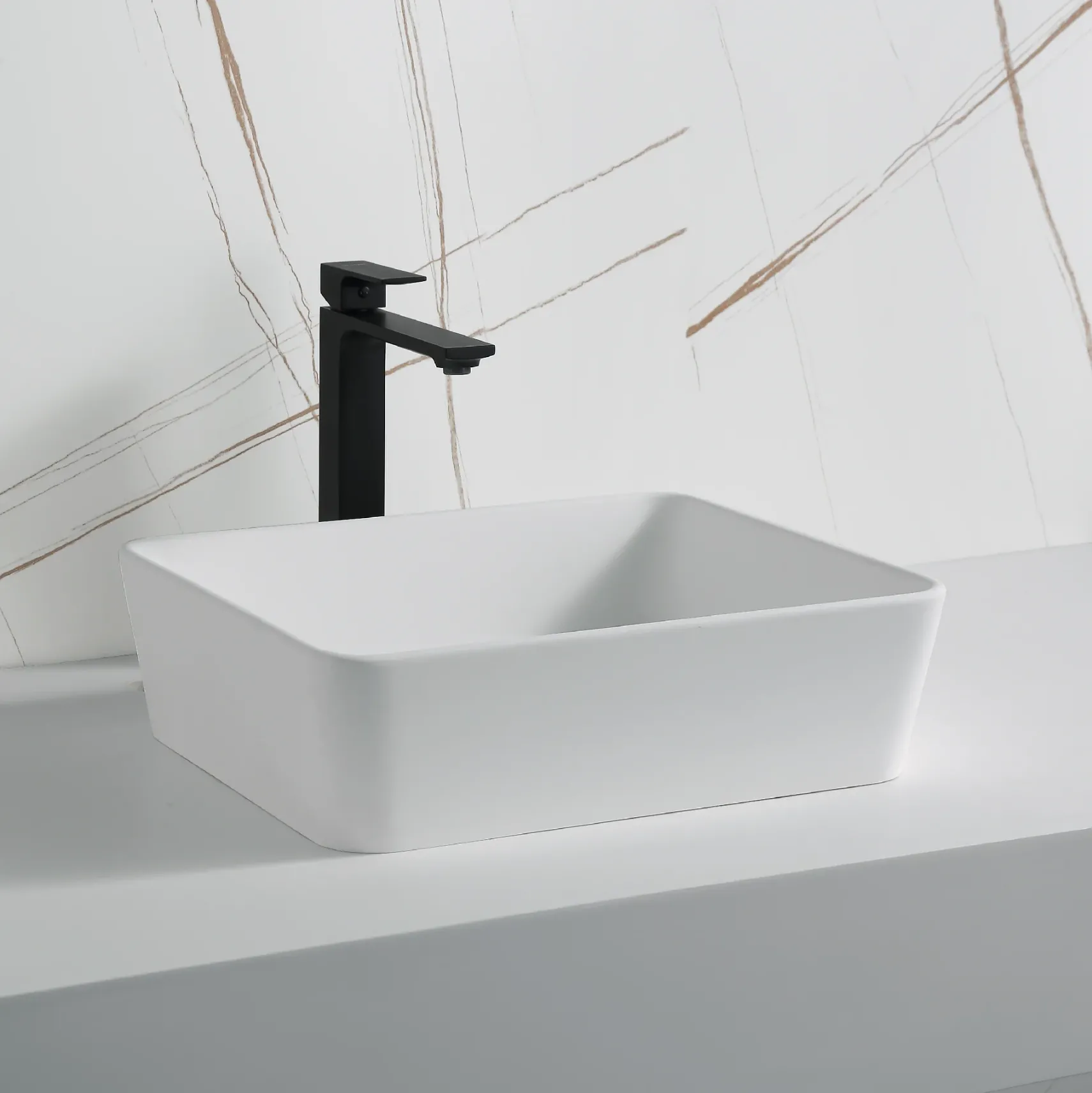 Karran Quattro 18" x 14.5" Rectangular Vessel Acrylic Solid Surface ADA Bathroom Sink, White, QM172WH