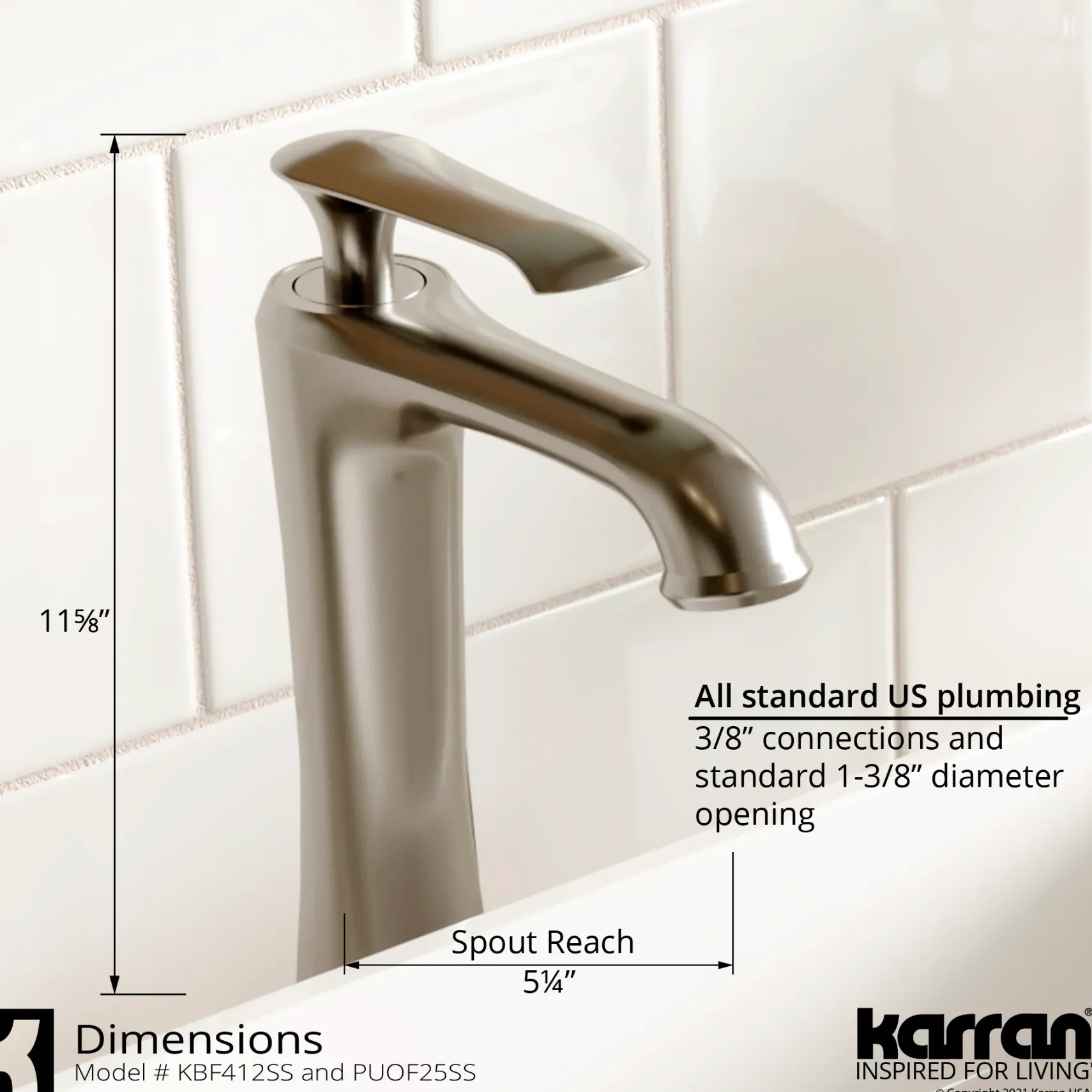 Karran Quattro 19.25" x 19.25" Round Vessel Acrylic Solid Surface ADA Bathroom Sink with Stainless Steel Faucet and Accessories, White, QM162WH412SS