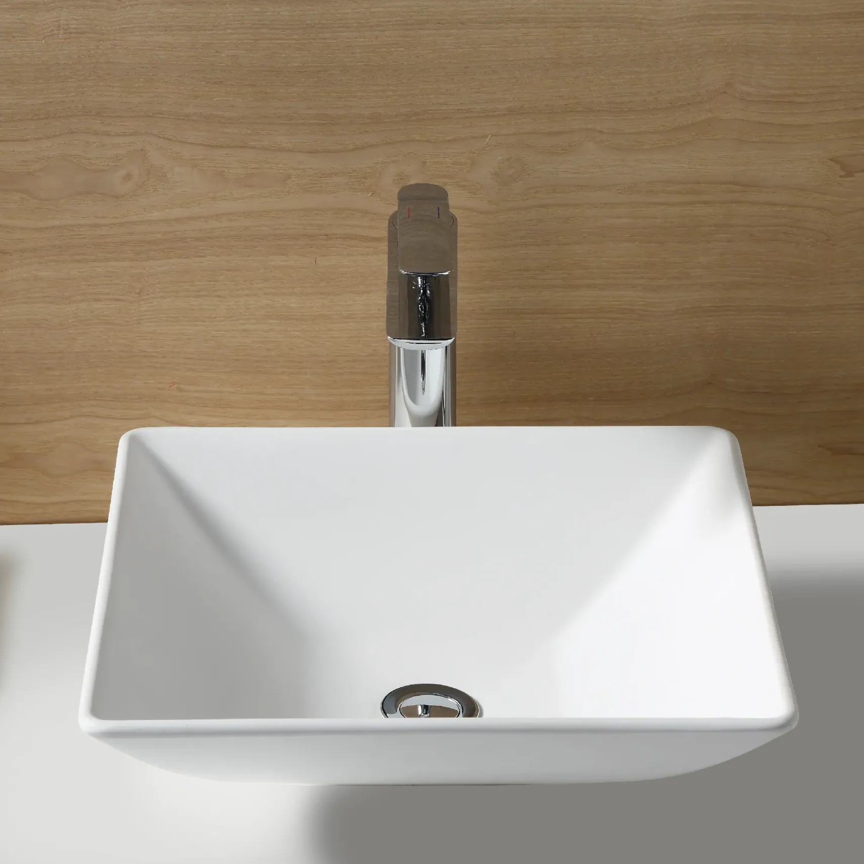 Karran Quattro 16" x 16" Square Vessel Acrylic Solid Surface ADA Bathroom Sink, White, QM178WH