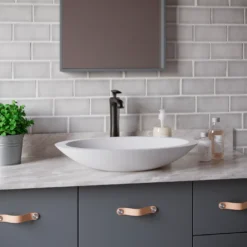 Karran Quattro Oval ADA Bathroom Vessel Sink with Matte Black Faucet and Accessories