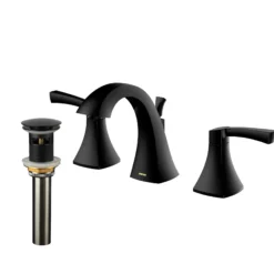 Karran Randburg 1.2 GPM Double Lever Handle Lead-free Brass ADA Bathroom Faucet, Widespread, Matte Black, KBF524MB