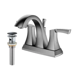 Karran Randburg 1.2 GPM Double Lever Handle Lead-free Brass ADA Bathroom Faucet, Centerset, Stainless Steel, KBF526SS