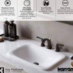 Karran Randburg 1.2 GPM Double Lever Handle Lead-free Brass ADA Bathroom Faucet, Widespread, Oil Rubbed Bronze, KBF524ORB