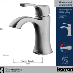 Karran Randburg 1.2 GPM Single Lever Handle Lead-free Brass ADA Bathroom Faucet, Basin, Stainless Steel, KBF520SS