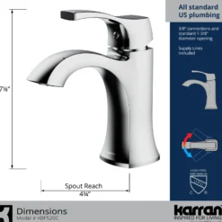 Karran Randburg 1.2 GPM Single Lever Handle Lead-free Brass ADA Bathroom Faucet, Basin, Chrome, KBF520C