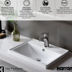 Karran Randburg 1.2 GPM Single Lever Handle Lead-free Brass ADA Bathroom Faucet, Basin, Chrome, KBF520C