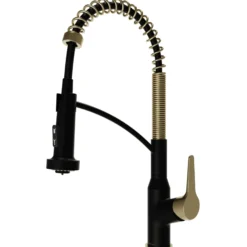 Karran Scottsdale 1.8 GPM Single Lever Handle Lead-free Brass ADA Kitchen Faucet, Pull-Down, Matte Black & Spot-Free Brushed Gold, KKF210MBSFBG
