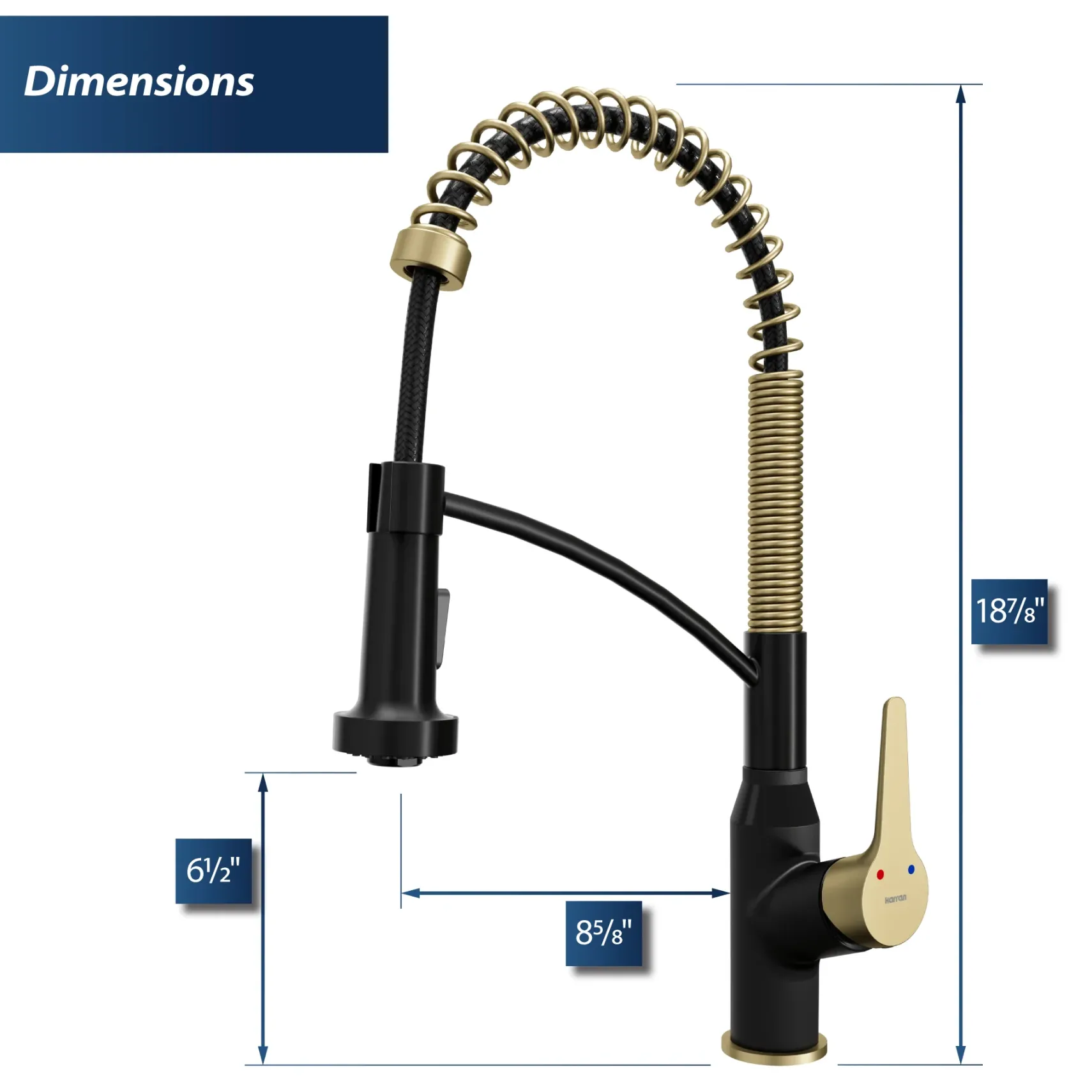 Karran Scottsdale 1.8 GPM Single Lever Handle Lead-free Brass ADA Kitchen Faucet, Pull-Down, Matte Black & Brushed Gold, KKF210MBBG