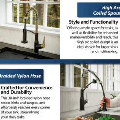 Karran Scottsdale 1.8 GPM Single Lever Handle Lead-free Brass ADA Kitchen Faucet, Pull-Down, Matte Black & Brushed Gold, KKF210MBBG