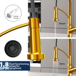 Karran Scottsdale 1.8 GPM Single Lever Handle Lead-free Brass ADA Kitchen Faucet, Pull-Down Kitchen, Gold, KKF210G