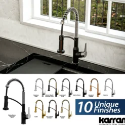 Karran Scottsdale 1.8 GPM Single Lever Handle Lead-free Brass ADA Kitchen Faucet, Pull-Down, Matte Black & Stainless Steel, KKF210MBSS