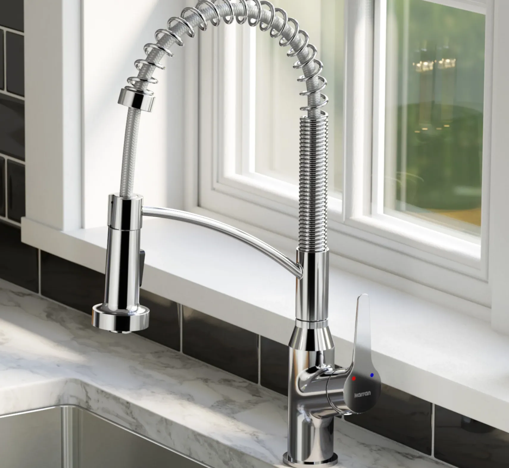 Karran Scottsdale 1.8 GPM Single Lever Handle Lead-free Brass ADA Kitchen Faucet, Pull-Down Kitchen, Chrome, KKF210SD35C