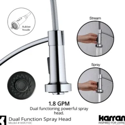 Karran Scottsdale 1.8 GPM Single Lever Handle Lead-free Brass ADA Kitchen Faucet, Pull-Down Kitchen, Chrome, KKF210SD35C