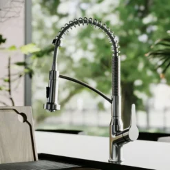 Karran Scottsdale 1.8 GPM Single Lever Handle Lead-free Brass ADA Kitchen Faucet, Pull-Down, Spot-Free Stainless Steel, KKF210SFSS