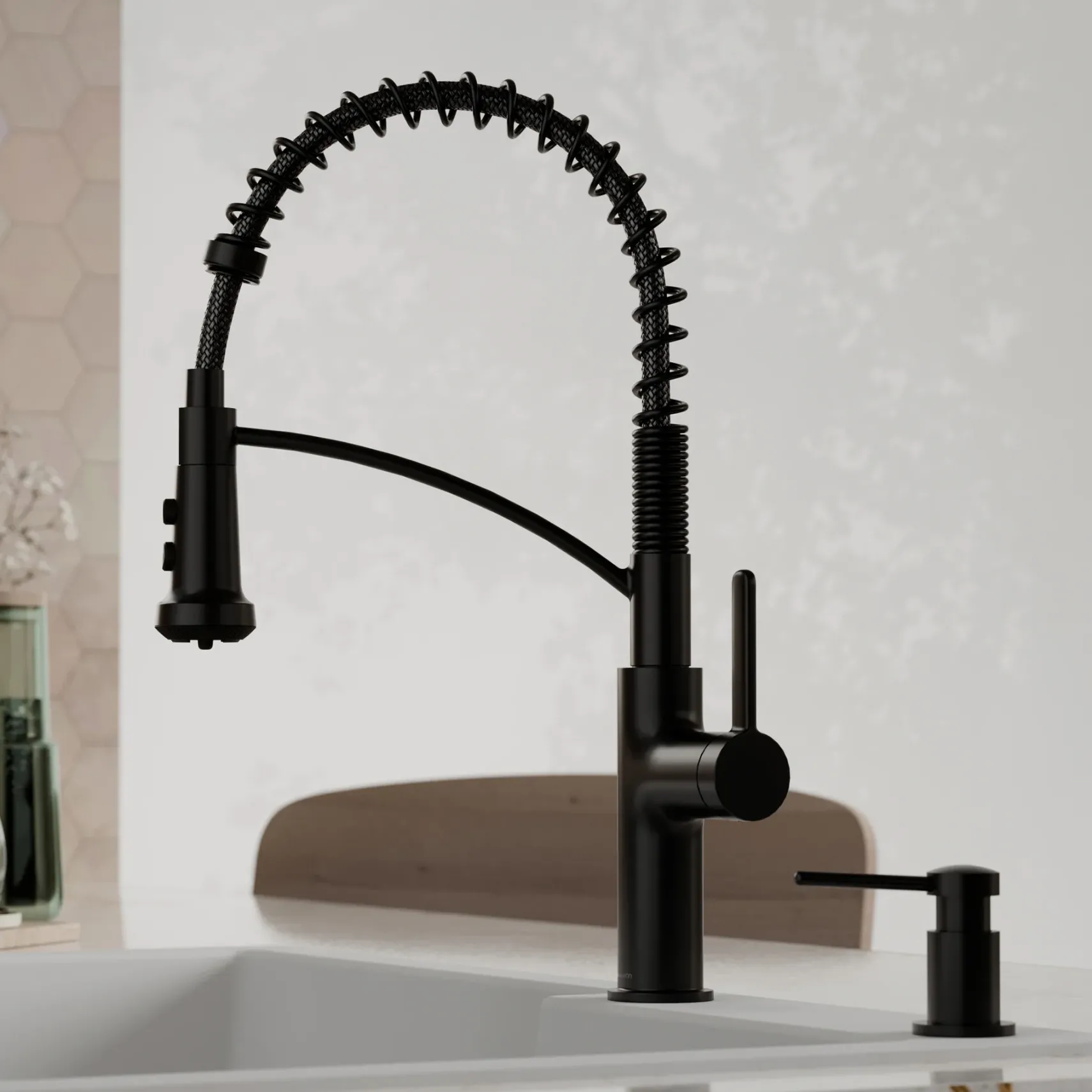 Karran Scottsdale 1.8 GPM Single Lever Lead-free Brass ADA Kitchen Faucet, Pull-Down, Matte Black, KKF740MB