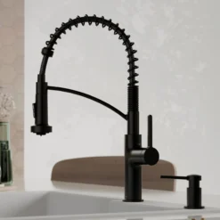 Karran Scottsdale 1.8 GPM Single Lever Lead-free Brass ADA Kitchen Faucet, Pull-Down, Matte Black, KKF740MB