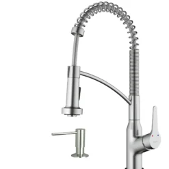 Karran Scottsdale 1.8 GPM Single Lever Handle Lead-free Brass ADA Kitchen Faucet, Pull-Down Kitchen, Stainless Steel, KKF210SD35SS