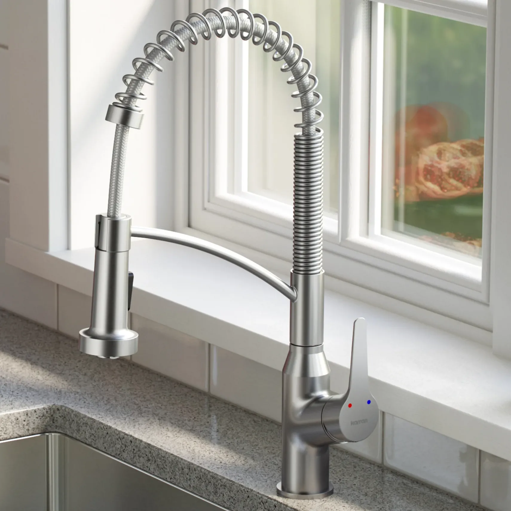 Karran Scottsdale 1.8 GPM Single Lever Handle Lead-free Brass ADA Kitchen Faucet, Pull-Down Kitchen, Stainless Steel, KKF210SD35SS