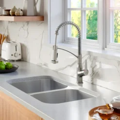 Karran Scottsdale 1.8 GPM Single Lever Handle Lead-free Brass ADA Kitchen Faucet, Pull-Down Kitchen, Stainless Steel, KKF210SD35SS