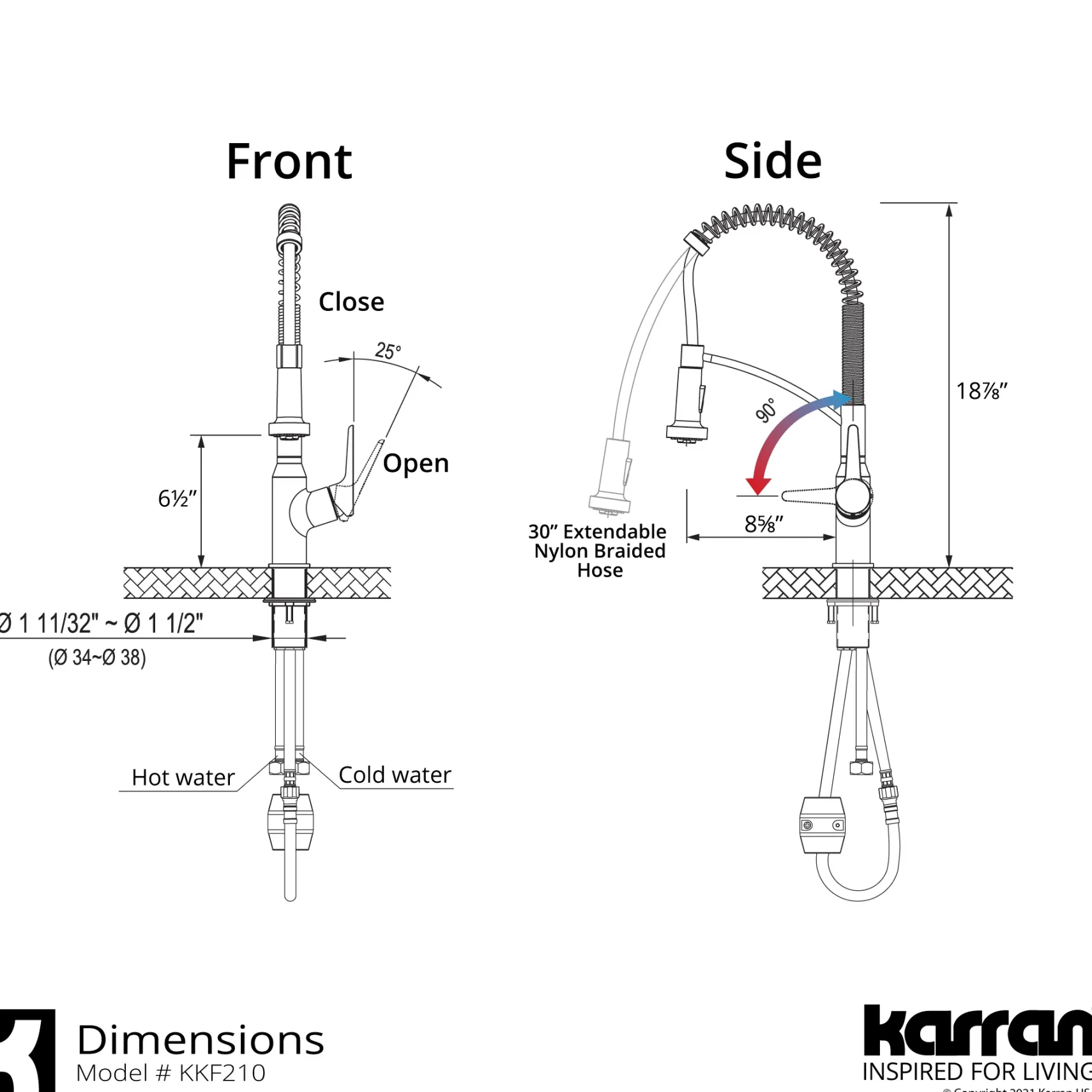 Karran Scottsdale 1.8 GPM Single Lever Handle Lead-free Brass ADA Kitchen Faucet, Pull-Down Kitchen, Stainless Steel, KKF210SD35SS