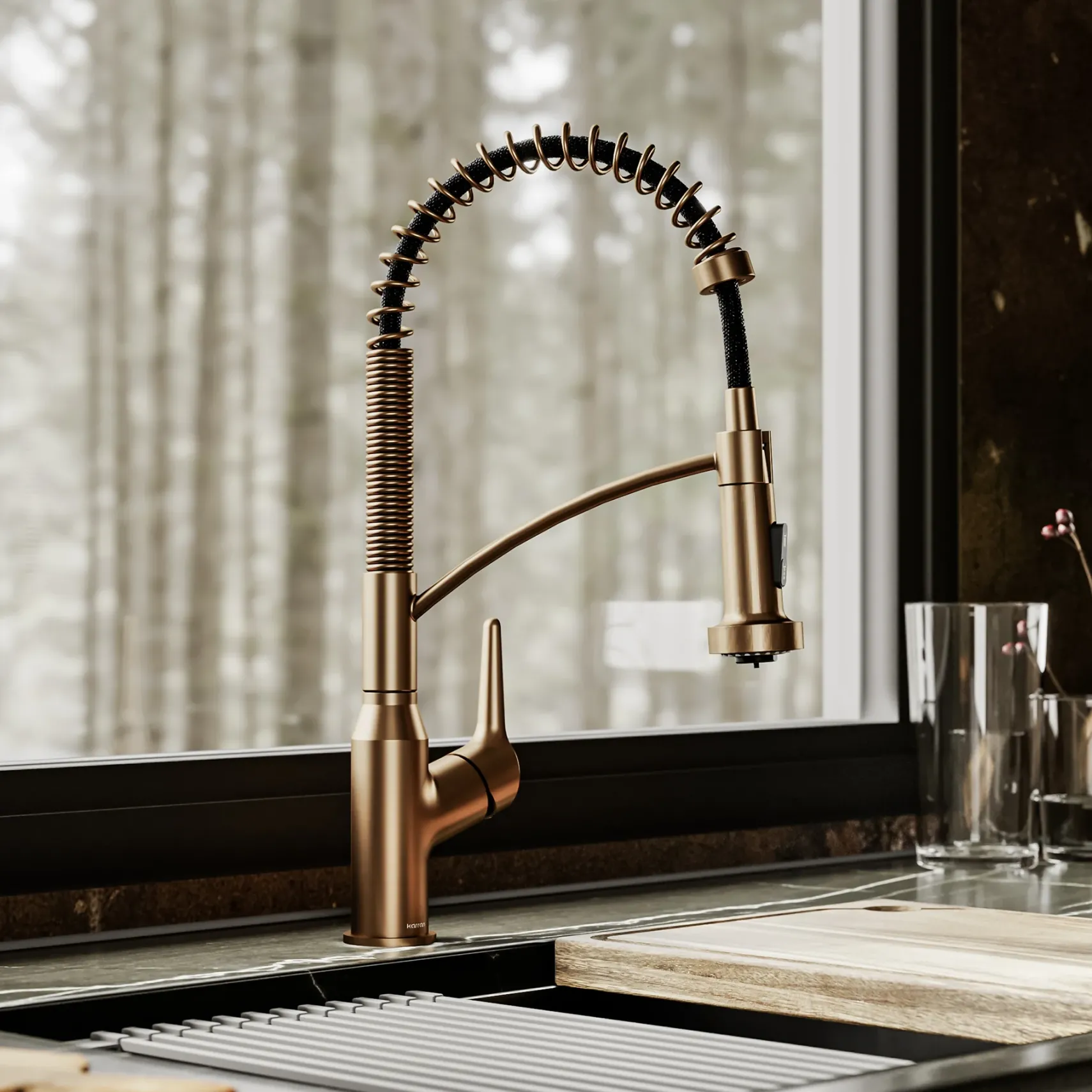 Karran Scottsdale 1.8 GPM Single Lever Handle Lead-free Brass ADA Kitchen Faucet, Pull-Down, Brushed Copper, KKF210BC