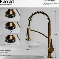 Karran Scottsdale 1.8 GPM Single Lever Handle Lead-free Brass ADA Kitchen Faucet, Pull-Down, Brushed Copper, KKF210BC