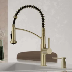 Karran Scottsdale 1.8 GPM Single Lever Lead-free Brass ADA Kitchen Faucet, Pull-Down, Spot-Free Champagne Bronze, KKF740SFCB