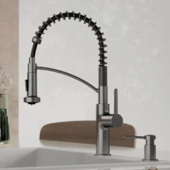 Karran Scottsdale 1.8 GPM Single Lever Lead-free Brass ADA Kitchen Faucet, Pull-Down, Spot-Free Gunmetal Grey, KKF740SFGG
